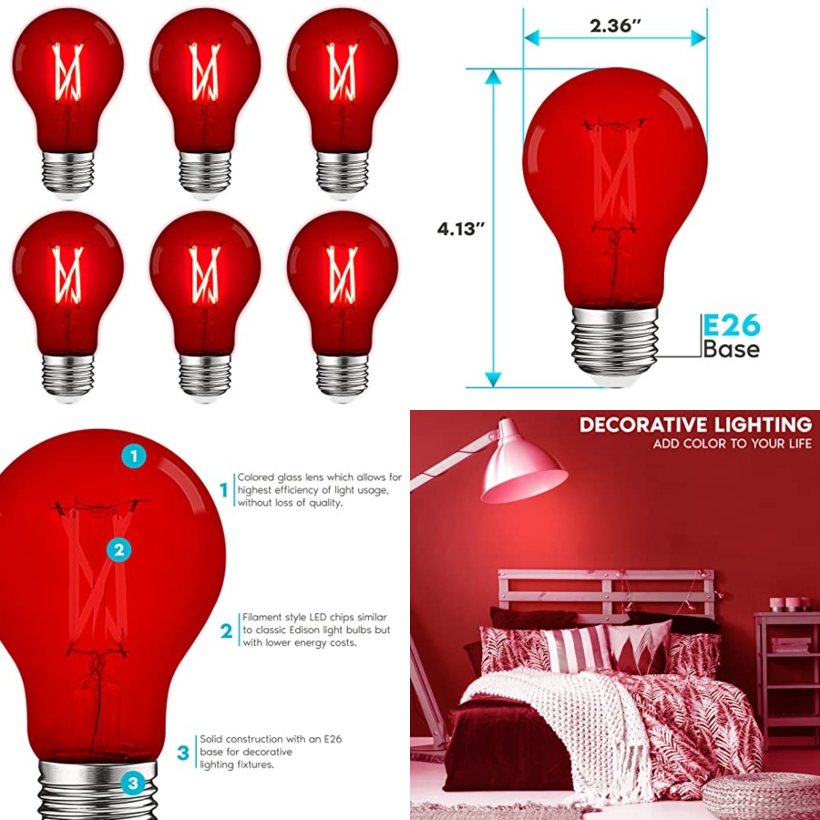 Outdoor Lighting Bulbs - Lâmpadas LED A19 Edison, 4.5W Equivalente