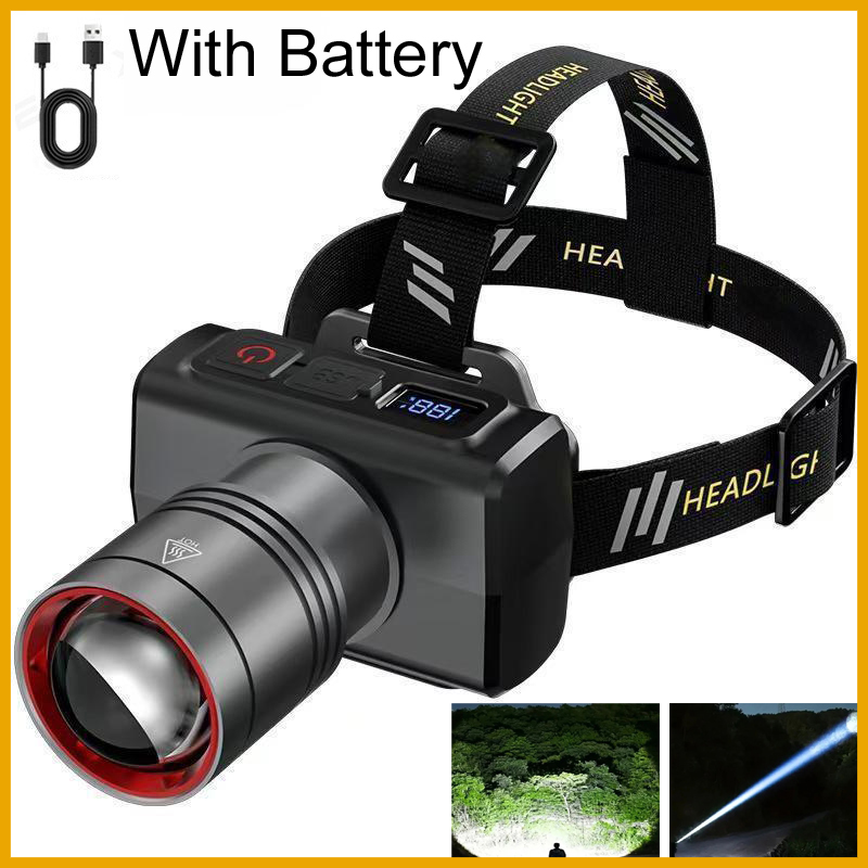 Outdoor Lighting With Motion Sensor - Lanterna de Cabeça Digital LED Recarregável