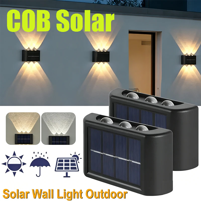 Outdoor Lighting Waterproof - Lâmpada Solar COB para Parede, à