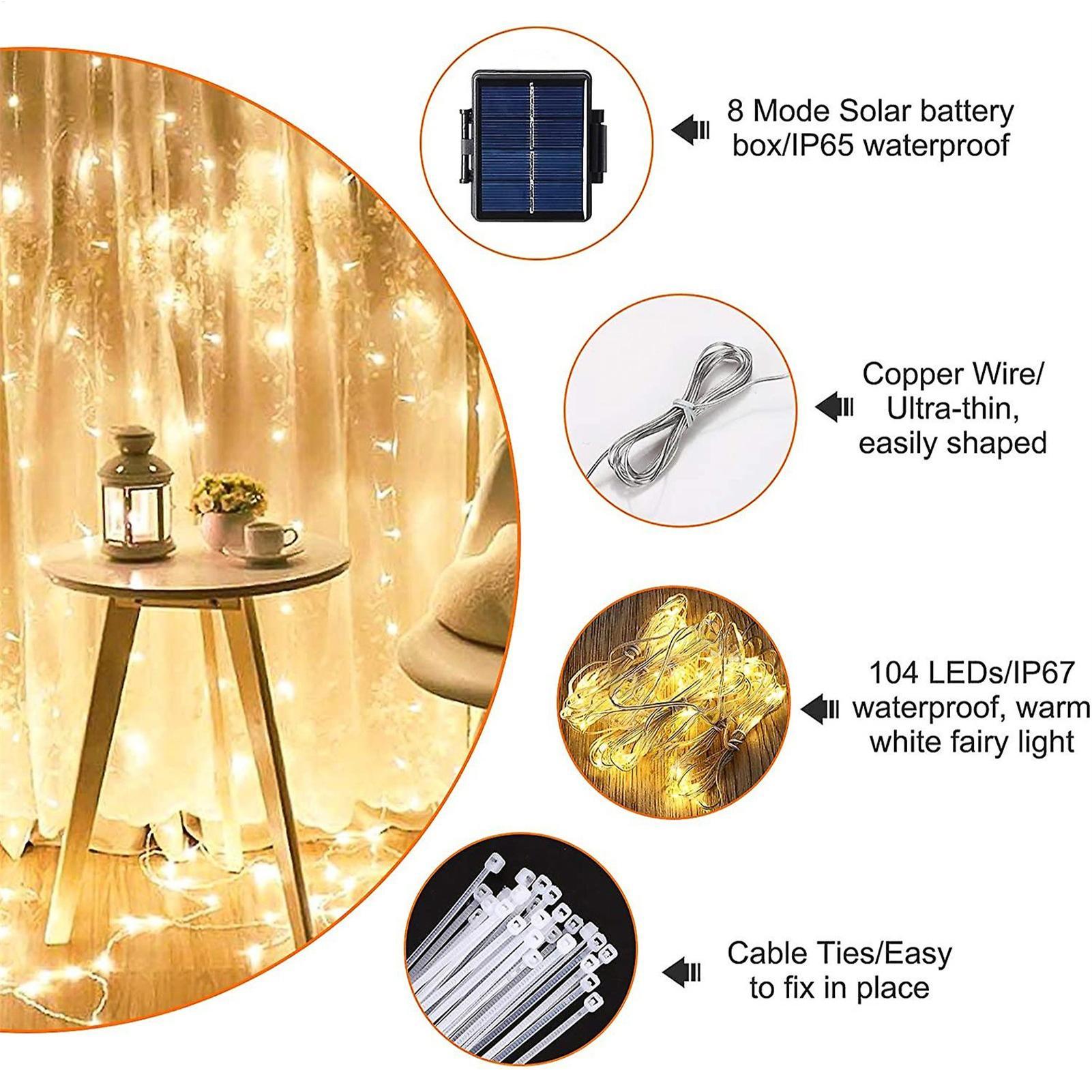 Solar Fairy String - Luz de corda para guarda-sol com