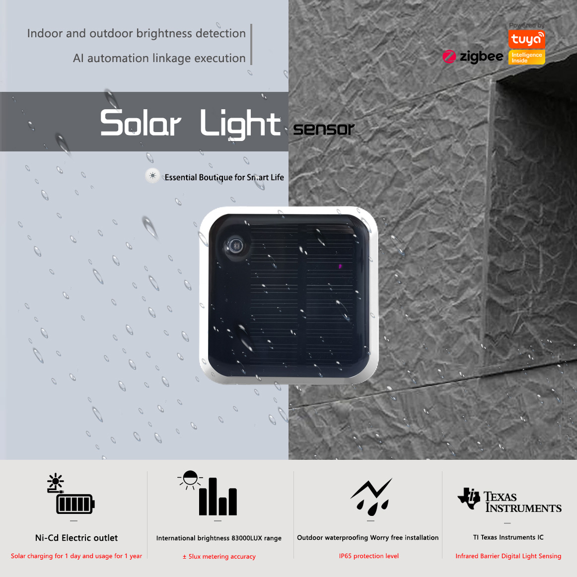 Outdoor Lighting Zigbee - Tuya zigbee sensor de luz solar