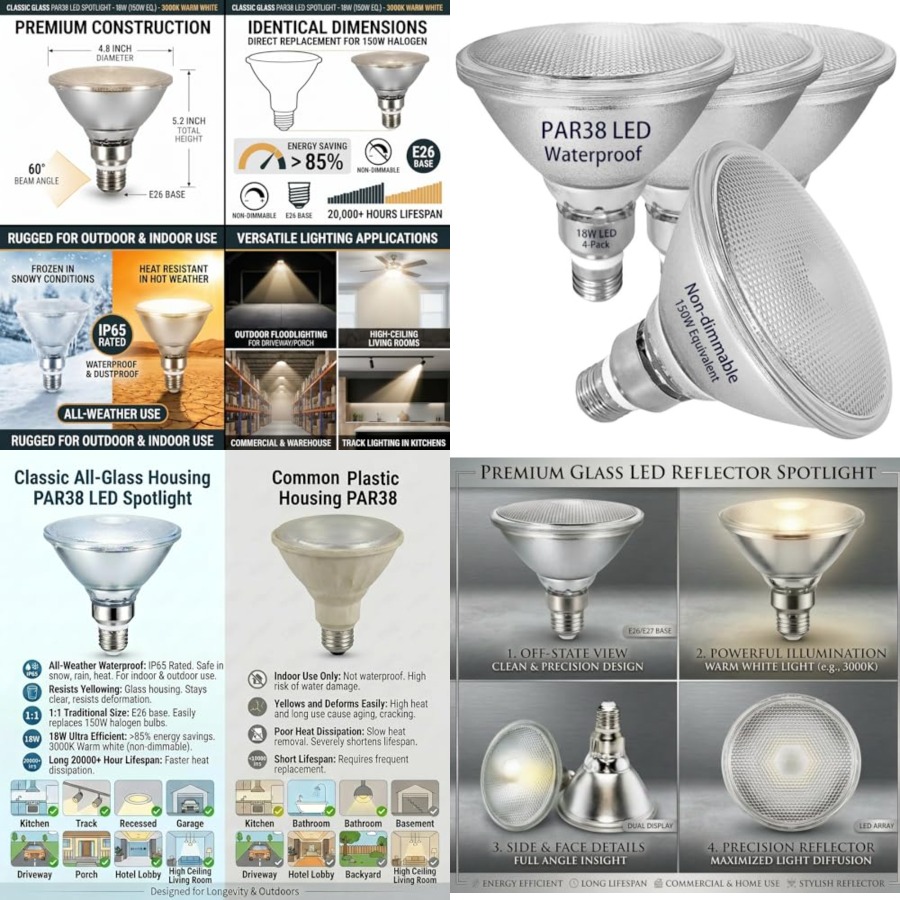 Lâmpadas LED PAR38 com Refleto - Outdoor Lighting Bulbs avaliação e preço