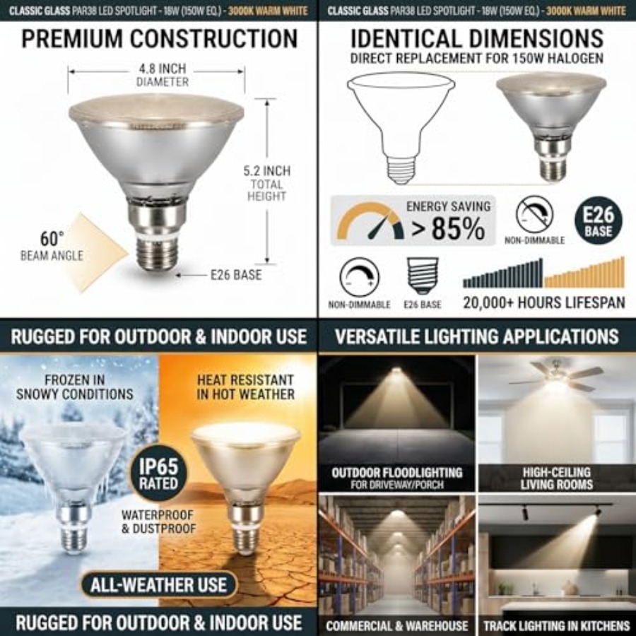 Lâmpadas LED PAR38 com Refleto - Outdoor Lighting Bulbs avaliação e preço