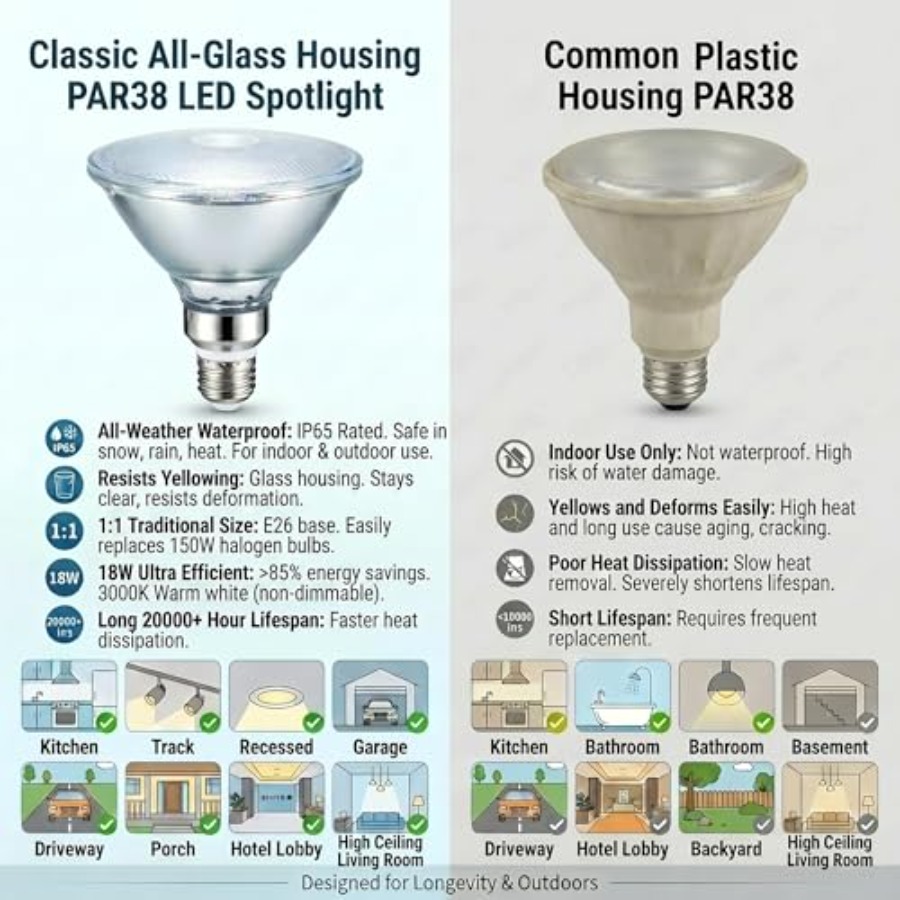 Lâmpadas LED PAR38 com Refleto - Outdoor Lighting Bulbs avaliação e preço