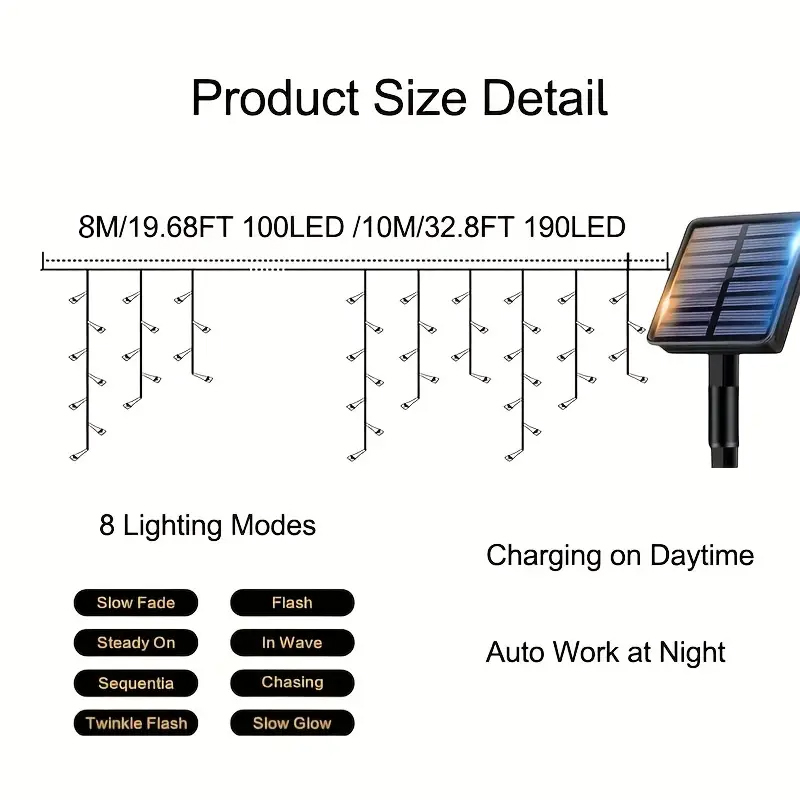 Luzes Solares de Cascata para  - Solar Fairy String avaliação e preço